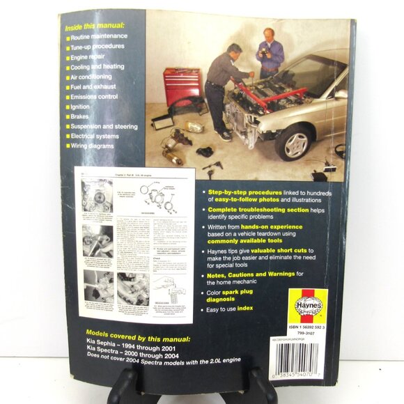 Haynes 54070 Kia Sephia & Spectra 1994 - 2004 1.6L & 1.8L Models Repair Manual - Picture 9 of 9